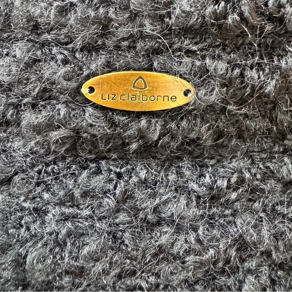 Vintage Liz Claiborne Textured Tweed Black Bucket Hat